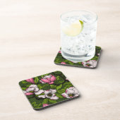 Blooming magnolia op donkergroen bier onderzetter (Rechterzijde)