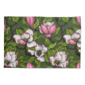 Blooming magnolia op donkergroen kussensloop (Achterkant)