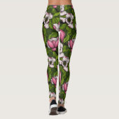 Blooming magnolia op donkergroen leggings (Achterkant)