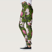 Blooming magnolia op donkergroen leggings (Links)