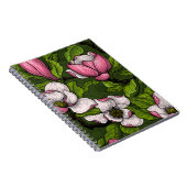 Blooming magnolia op donkergroen notitieboek (Rechterzijde)