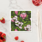 Blooming magnolia op donkergroen servet (Insitu)