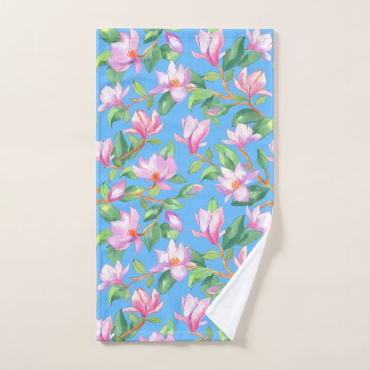 Blooming magnolia op sky blue bad handdoek (Handdoek)