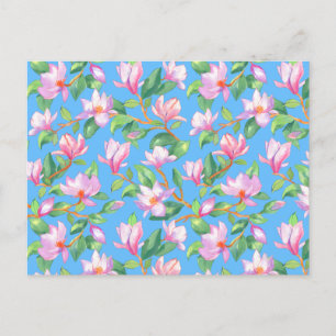 Blooming magnolia op sky blue briefkaart