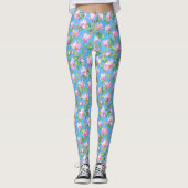 Blooming magnolia op sky blue leggings (Voorkant)