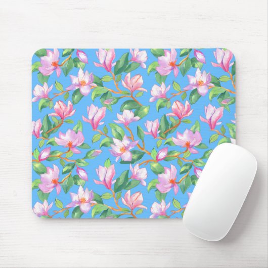 Blooming magnolia op sky blue muismat (Met muis)