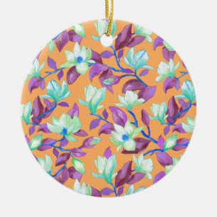 Blooming magnolia op vanilla sky keramisch ornament