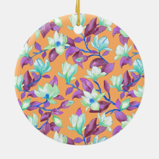 Blooming magnolia op vanilla sky keramisch ornament (Achterkant)