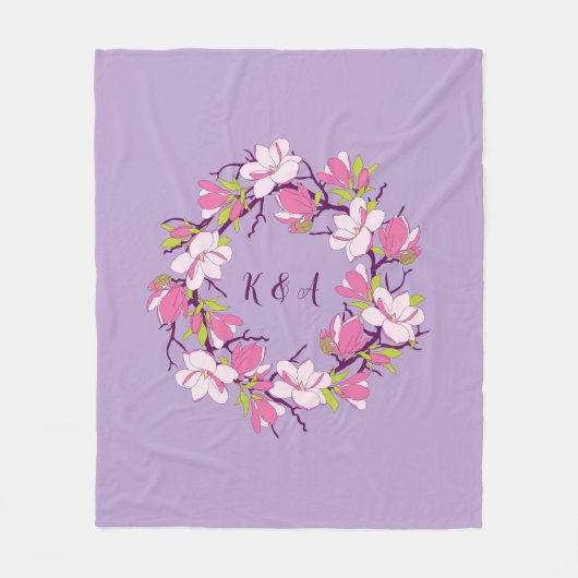 Blooming Magnolia Personalized Fleece Blanket (Voorkant)