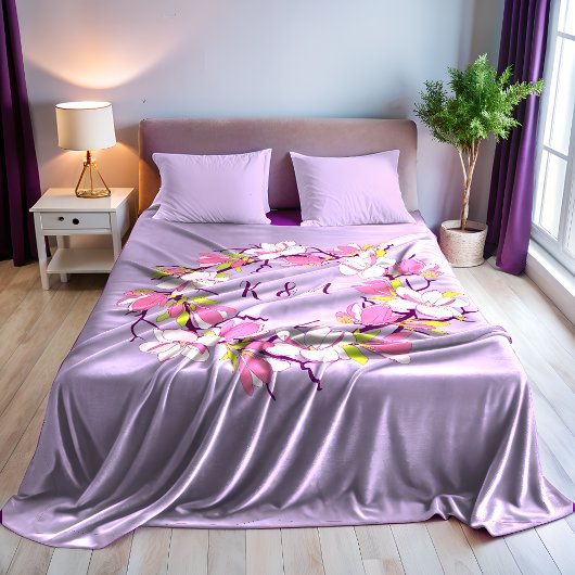 Blooming Magnolia Personalized Fleece Blanket