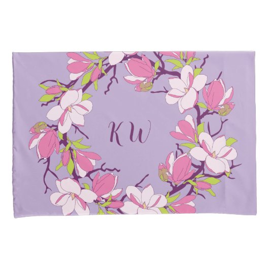 Blooming Magnolia Personalized Paar of Kussensloop (Voorkant-Rechts)