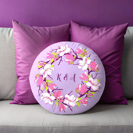Blooming Magnolia Personalized Round Pillow Rond Kussen