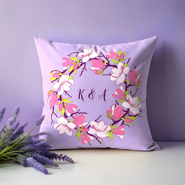 Blooming Magnolia Personalized Sierkussen (Blooming Magnolia Personalized Throw Pillow)