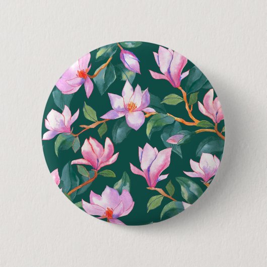 Blooming magnolia ronde button 5,7 cm (Voorkant)