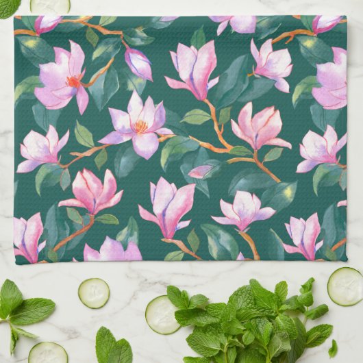 Blooming magnolia theedoek (Gevouwen)