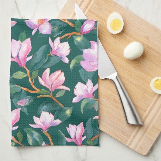 Blooming magnolia theedoek (Quarter Fold)