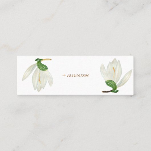 Blooming Magnolia waterverf Mini Visitekaartje (Achterkant)