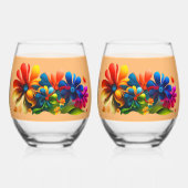 Blooming Marvels: Floral Avengers Graphics Verzame Wijnglas Zonder Voet (Achterkant)
