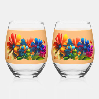 Blooming Marvels: Floral Avengers Graphics Verzame Wijnglas Zonder Voet