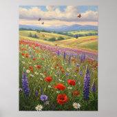 Blooming Meadow Landscape Painting Art Poster (Voorkant)