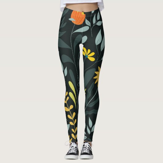 Blooming Meadow Trendy naadloos design Leggings (Voorkant)
