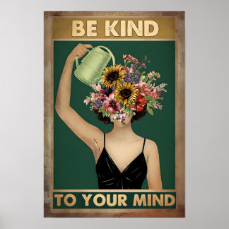 "Blooming Mind Art - Bloemrijke Mentale Welzijn Poster