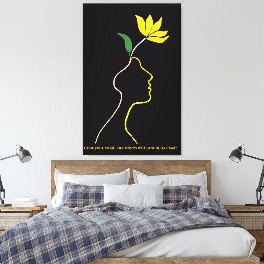 Blooming Mind – Minimalistisch ontwerp van de bloe Canvas Afdruk (Insitu (Slaapkamer))