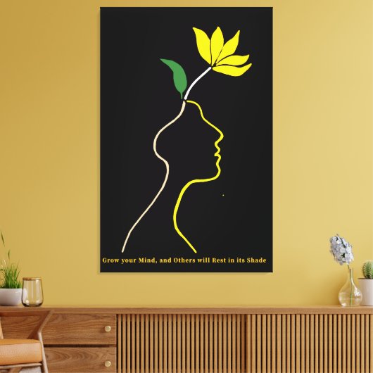 Blooming Mind – Minimalistisch ontwerp van de bloe Canvas Afdruk (Insitu (Woonkamer))