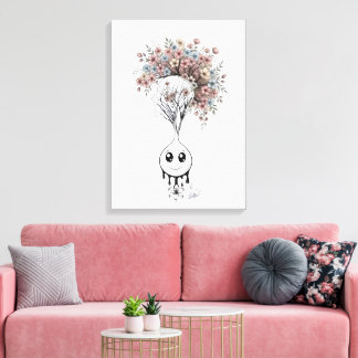 Blooming Mind- Modern Surrealist Floral Art Poster Canvas Afdruk