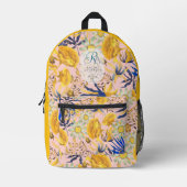 Blooming Mystical Floral Monogram Beige Bedrukte Rugzak (Voorkant)