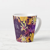 Blooming Mystical Floral Monogram Brown Latte Mug Latte Mok (Rechterhoek)