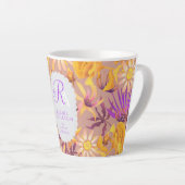 Blooming Mystical Floral Monogram Brown Latte Mug Latte Mok (Rechterhoek)