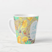Blooming Mystical Floral Monogram Grey Latte Mug Latte Mok (Linkerhoek)