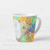Blooming Mystical Floral Monogram Grey Latte Mug Mok (Rechterhoek)