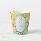 Blooming Mystical Floral Monogram Grey Latte Mug Mok (Voorkant)