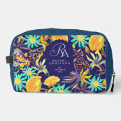 Blooming Mystical Floral Monogram Navy  Toilettasje (Voorkant)