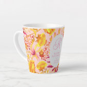 Blooming Mystical Floral Monogram Pink Latte Mug Latte Mok (Linkerhoek)