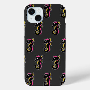 Blooming Neon Seahorse iPhone 15 Mini Hoesje