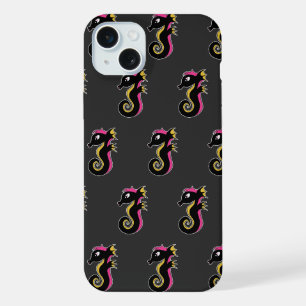 Blooming Neon Seahorse iPhone 15 Plus Case