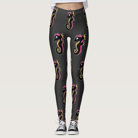 Blooming Neon Seahorse Leggings (Voorkant)