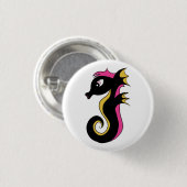 Blooming Neon Seahorse Ronde Button 3,2 Cm (Voorkant /achterkant)