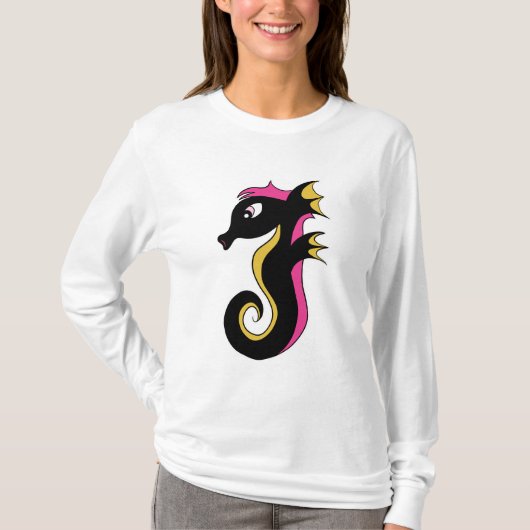 Blooming Neon Seahorse T-shirt (Voorkant)