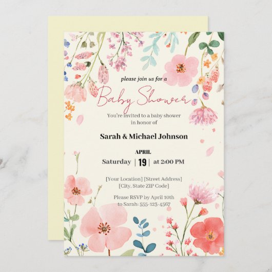 Blooming Path-Baby shower Kaart (Voorkant / Achterkant)