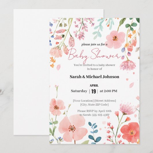 Blooming Path-Baby shower Kaart (Voorkant / Achterkant)