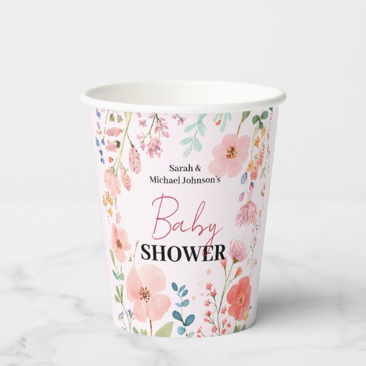 Blooming Path-Baby shower Papieren Bekers (Achterkant)