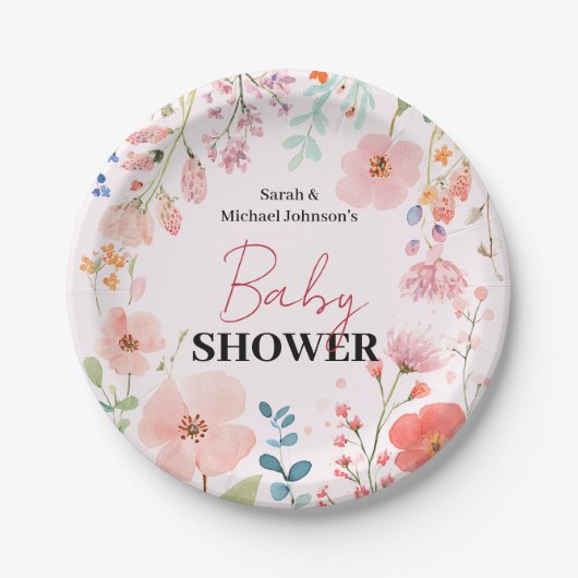 Blooming Path-Baby shower Papieren Bordje (Voorkant)