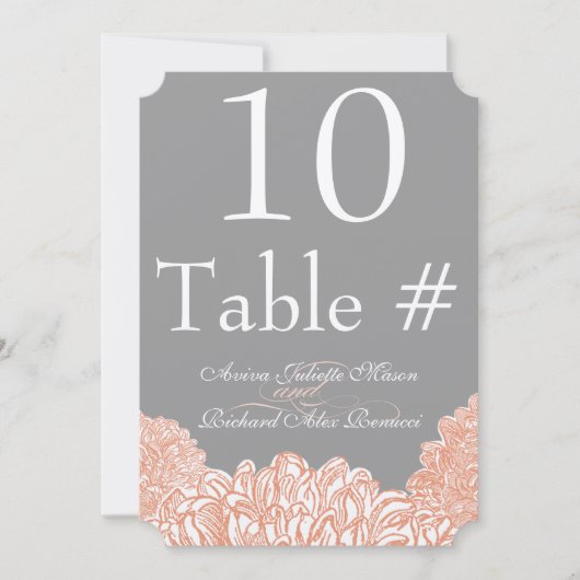 Blooming Peach Coral Wedding Table Number Kaart (Voorkant)