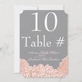 Blooming Peach Coral Wedding Table Number Kaart (Achterkant)