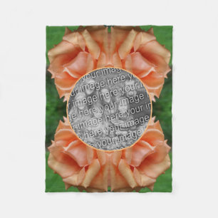 Blooming Peach Roos Lijst Creëer Uw eigen foto Fleece Deken