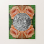Blooming Peach Roos Lijst Creëer Uw eigen foto Legpuzzel (Verticaal)
